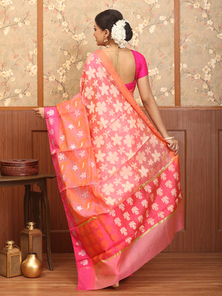 Pink Mercerised Cotton Banarasi With Grand Body Border Pallu