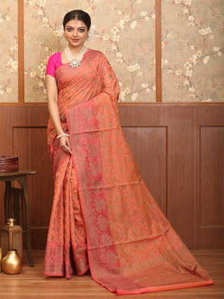 Peach Mercerised Cotton Fancy Patola Banarasi