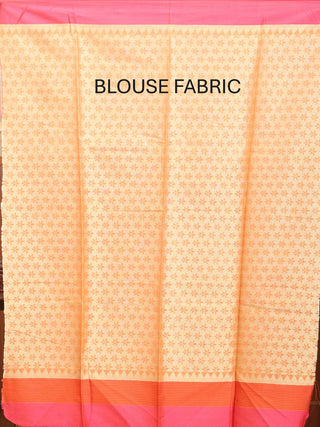 Pink Mercerised Cotton Banarasi With Geometric And Chevron Patterns