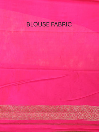 Teal Blue-Magenta Semi-Dupion Banarasi With All-Over Antique Floral Jaal