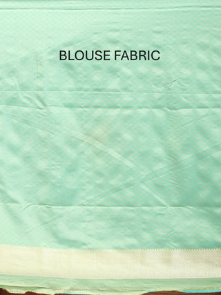 Blue-Green Rangkat Semi Katan Banarasi Silk With Matte Gold Border