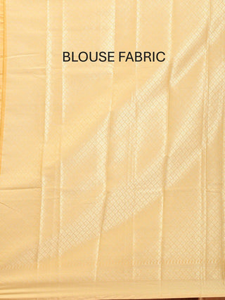 Yellow Ochre Cotton Silk Banarasi Saree With Floral Border And Pallu