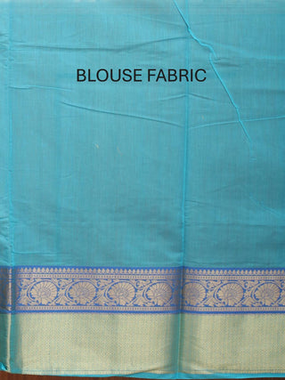 Sky Blue Mercerised Cotton Banarasi With Traditional Border And Butis