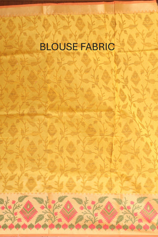 Yellow Supernet Banarasi With All-Over Antique Floral Jaal And Paithani Border