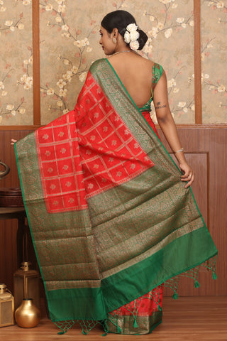 Red-Green Georgette Banarasi With Gharchola Pattern