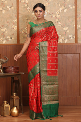 Red-Green Georgette Banarasi With Gharchola Pattern