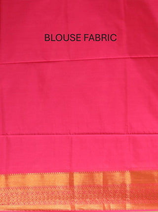 Teal and Fuchsia Copper Zari Striped Semi Katan Banarasi Saree