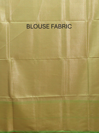 Parrot Green Semi Raw Silk Banarasi Saree with Antique Gold Border