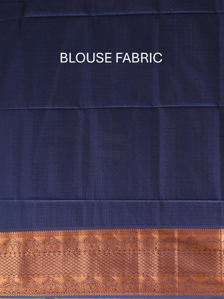 Sky Blue and Navy Blue Colour Antique Gold Zari Woven "Hazar Buti" Semi Katan Banarasi Saree