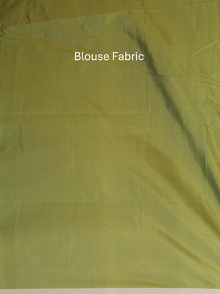 Olive Green Blended Silk Banarasi Saree With Golden Zari Weave
