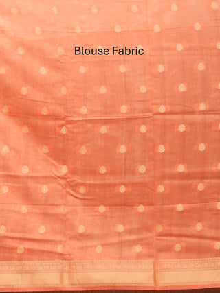 Grey and Peach Banaras Handloom Linen Silk Saree