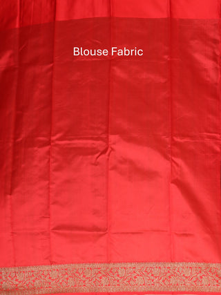 Grey And Red Pure Tussar Silk Banaras Handloom Saree