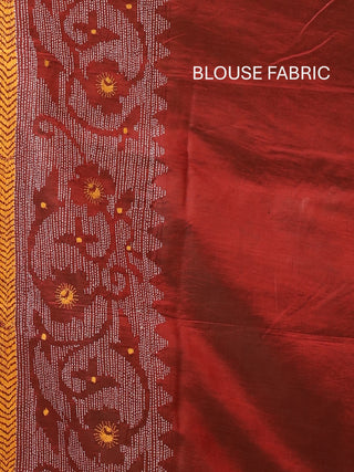 Maroon Pure Bangalore Silk Saree With Hand Kantha Embroidery