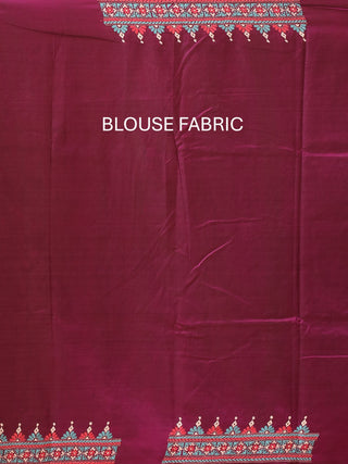 Purple Colour Pure Bangalore Silk Saree With Hand Kantha Embroidery