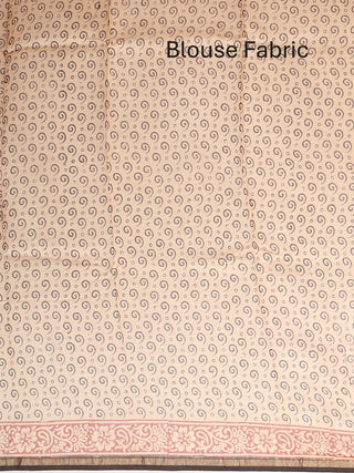 Brick Red Bagru printed Chanderi silk saree