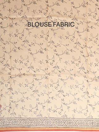 Beige Colour Pure Chanderi Silk Saree With Kalamkari Print