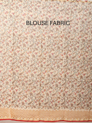 Beige Colour Pure Chanderi Silk Saree With Kalamkari Print