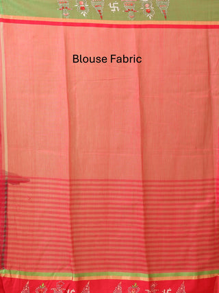 Off-White Chanderi Silk Saree with Hand Kantha Embroidery