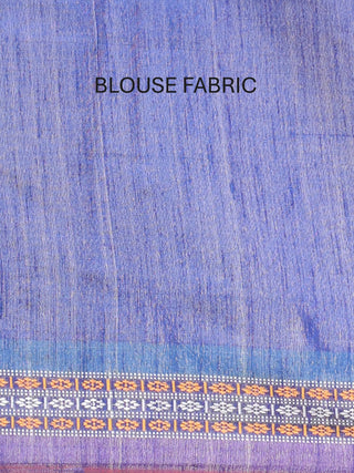 Magenta Chhattisgarh Raw Silk Saree with Royal Blue Karvati Border