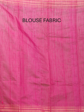Pista Green Chhattisgarh Raw Silk Saree with Magenta Border