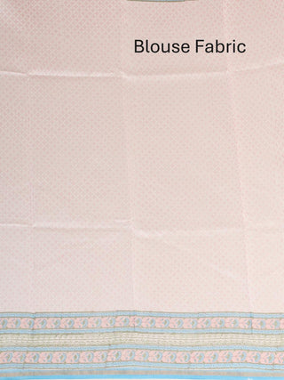 Sky Blue Chanderi Silk Saree With Sanganeri Print