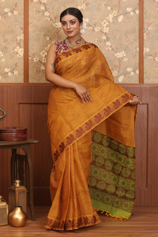 Mustard Yellow Coimbatore Pure Cotton Saree