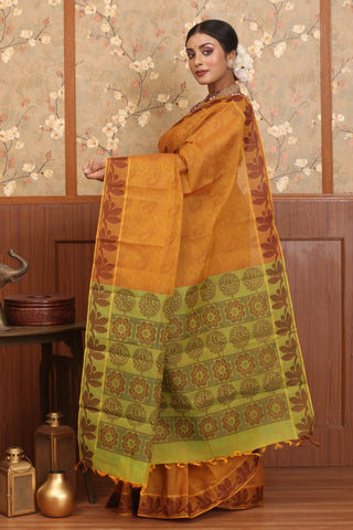 Mustard Yellow Coimbatore Pure Cotton Saree