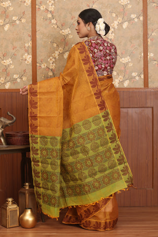 Mustard Yellow Coimbatore Pure Cotton Saree