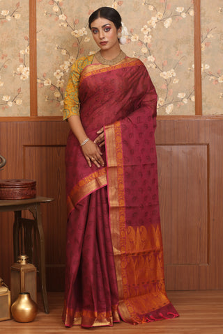 Dark Magenta Coimbatore Pure Cotton Saree