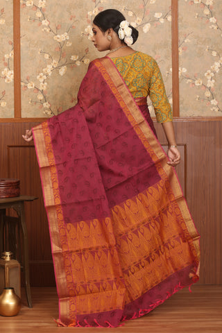 Dark Magenta Coimbatore Pure Cotton Saree