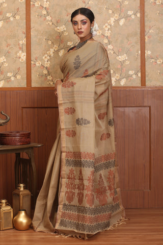 Brown Coimbatore Pure Cotton Saree