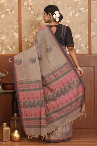 Grey Coimbatore Pure Cotton Saree