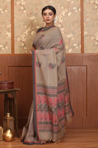 Grey Coimbatore Pure Cotton Saree