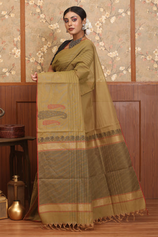 Brown Coimbatore Pure Cotton Saree