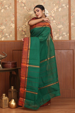 Emerald Green Chettinad Cotton Saree
