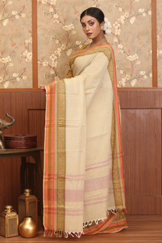 Beige Chettinad Cotton Saree