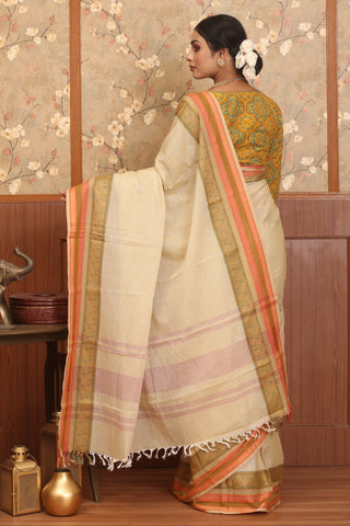 Beige Chettinad Cotton Saree