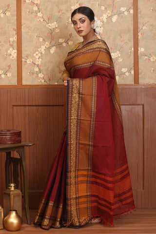 Maroon Chettinad Cotton Saree