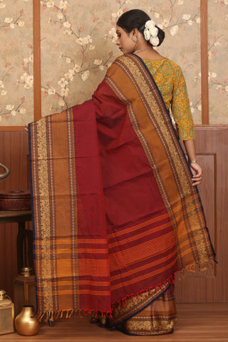 Maroon Chettinad Cotton Saree