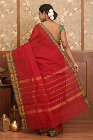 Red Chettinad Pure Cotton Saree