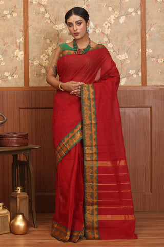 Red Chettinad Pure Cotton Saree
