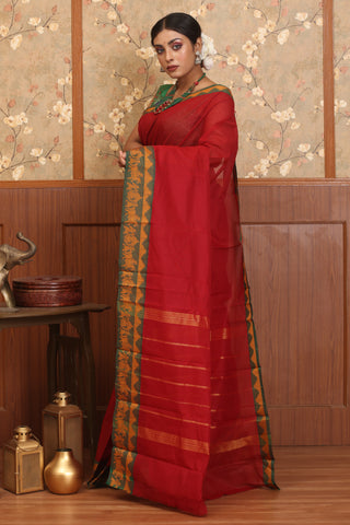 Red Chettinad Pure Cotton Saree