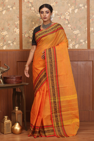 Mustard Yellow Colour Chettinad Cotton Saree