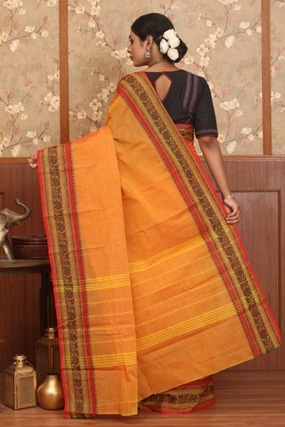 Mustard Yellow Colour Chettinad Cotton Saree