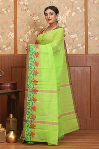 Parrot Green Chettinad Cotton Saree