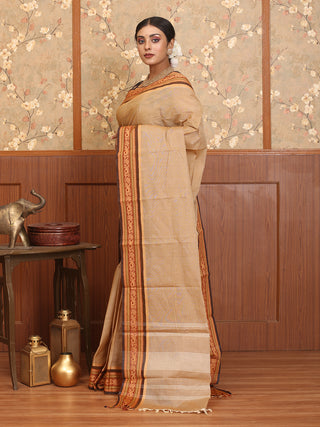 Sandal Colour Chettinad Cotton Saree