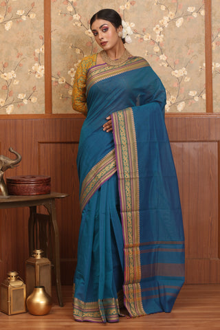 Blue Chettinad Cotton Saree