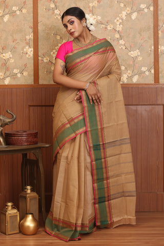 Beige Chettinad Cotton Saree