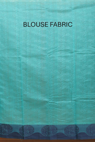Sky Blue And Navy Blue Chettinad Pure Cotton Saree