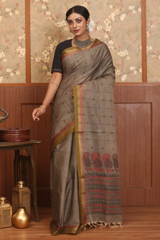 Grey Chettinad Pure Cotton Saree